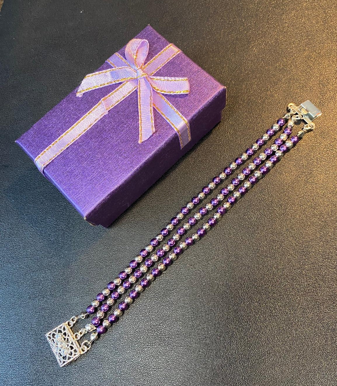 Lavender Elegance Triple Bracelet