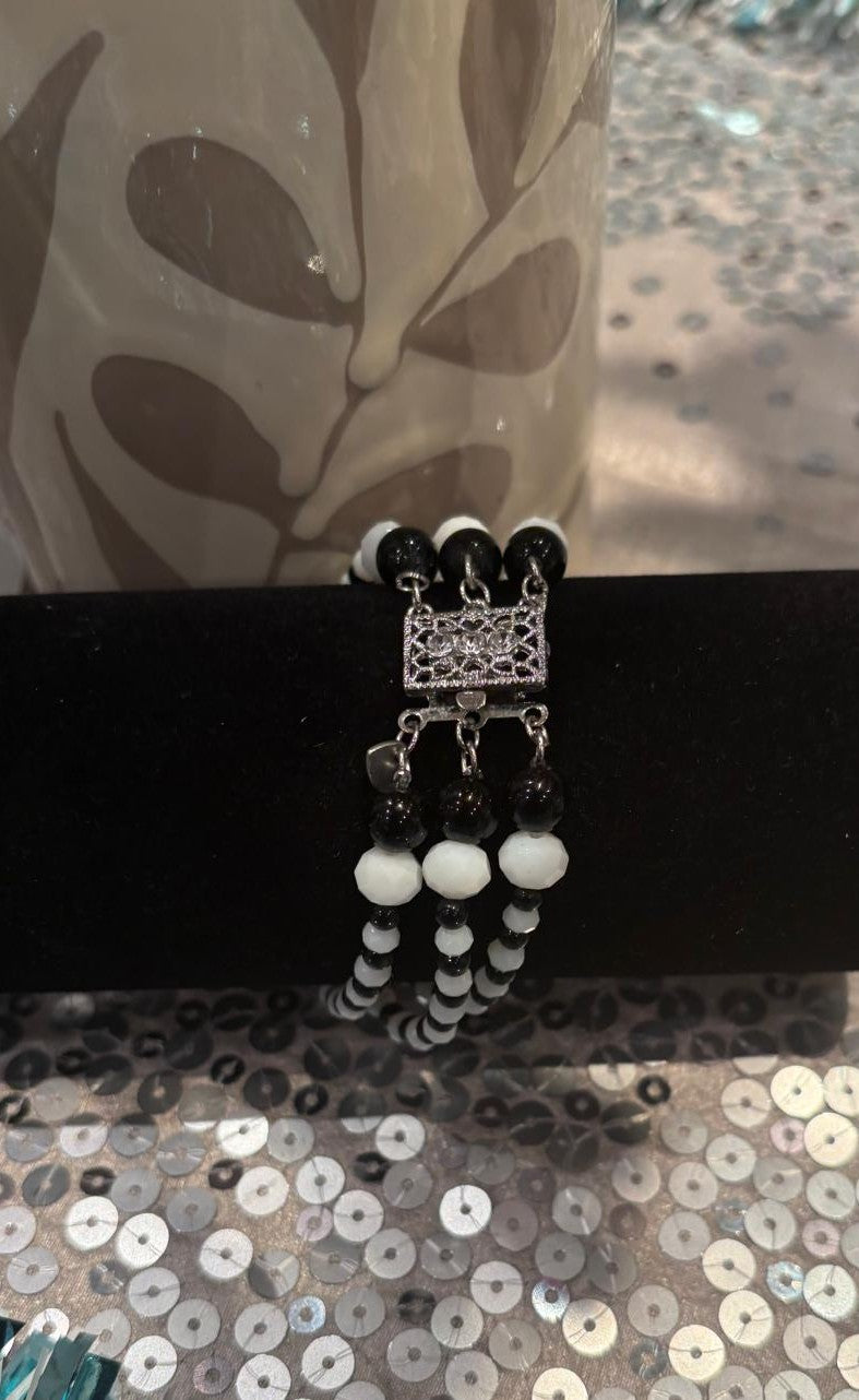 Midnight Noir Triple Strand Bracelet
