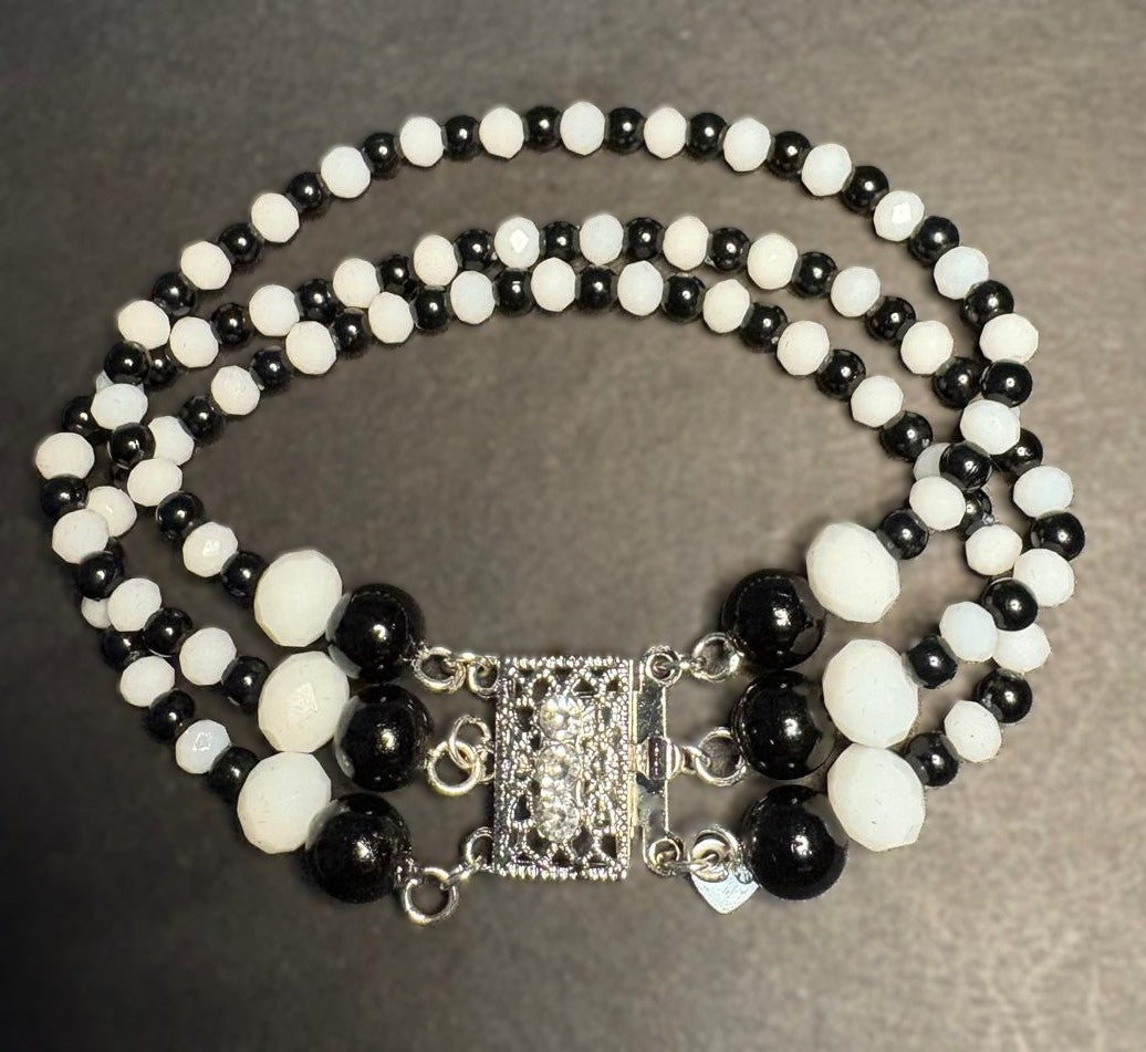 Midnight Noir Triple Strand Bracelet