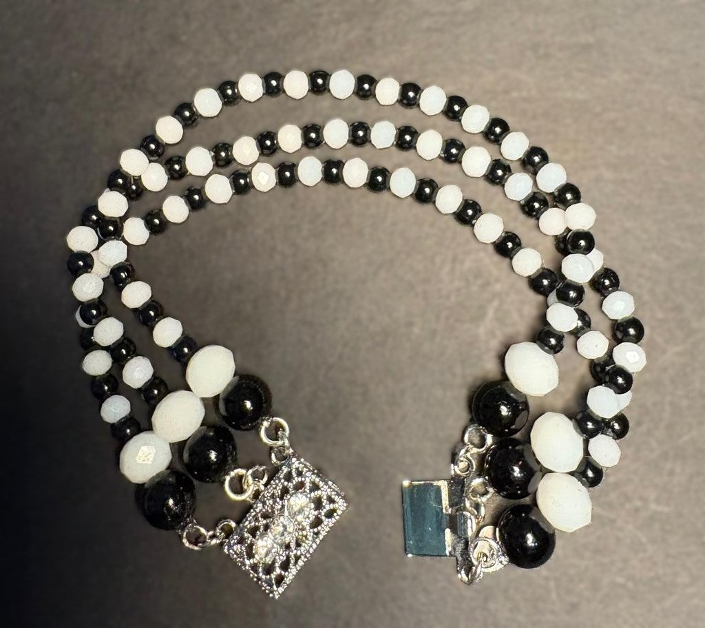 Midnight Noir Triple Strand Bracelet