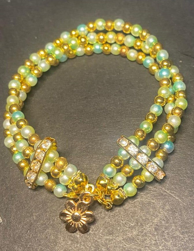 Golden Meadow Triple Strand Bracelet