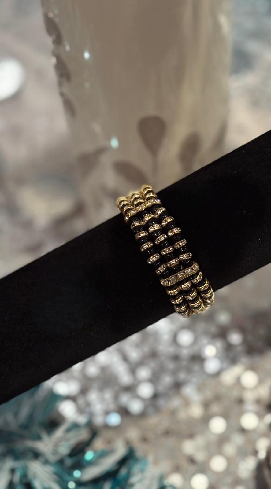 Midnight Radiance Triple Strand Bracelet