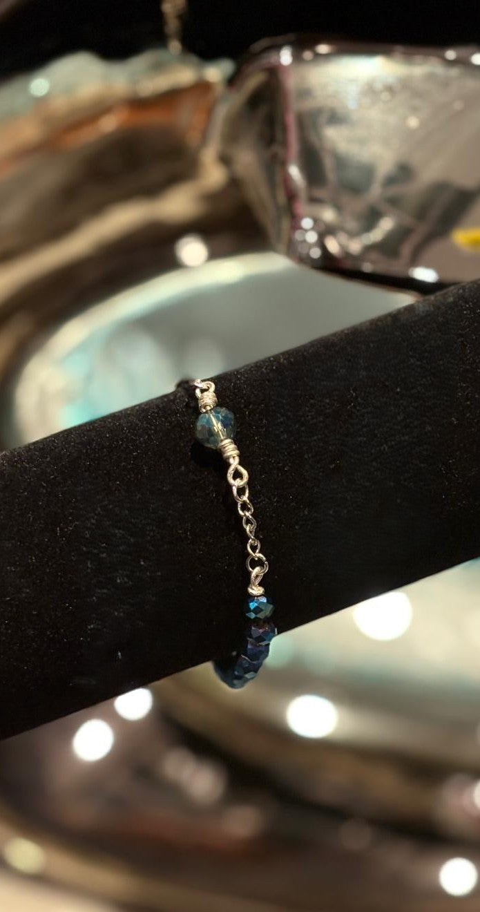 Midnight Blue Crystal Chain Bracelet