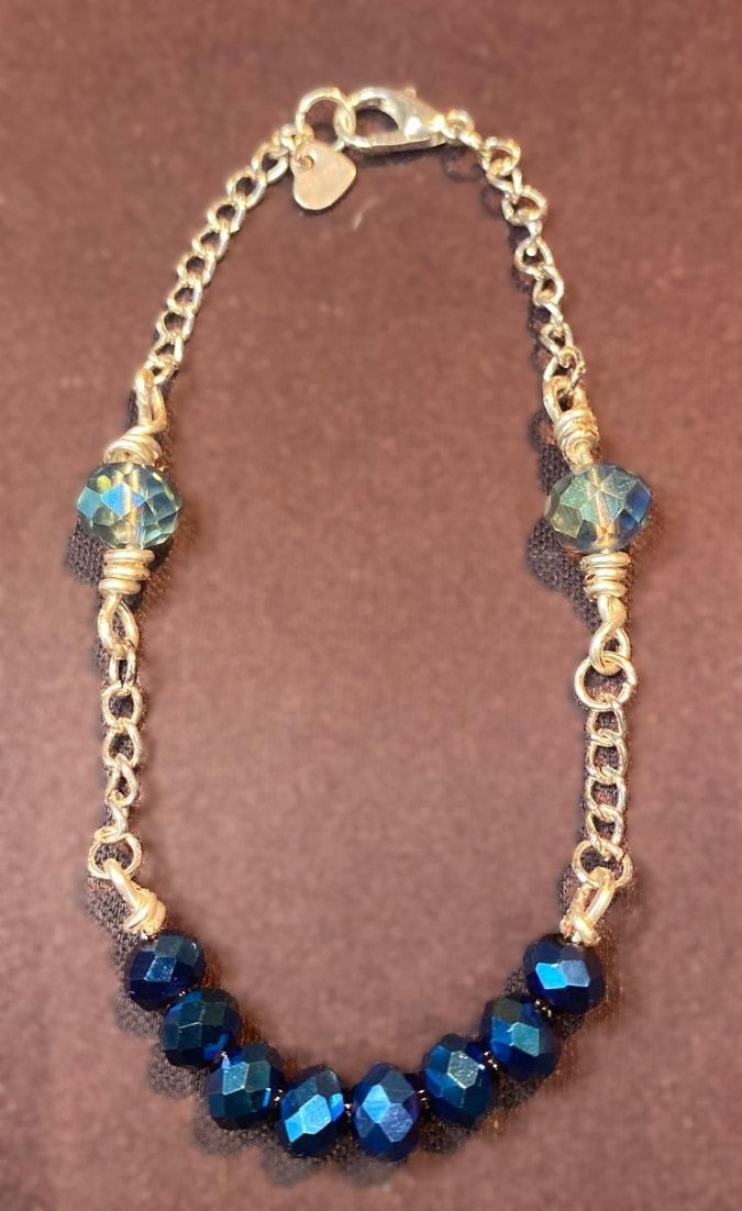 Midnight Blue Crystal Chain Bracelet