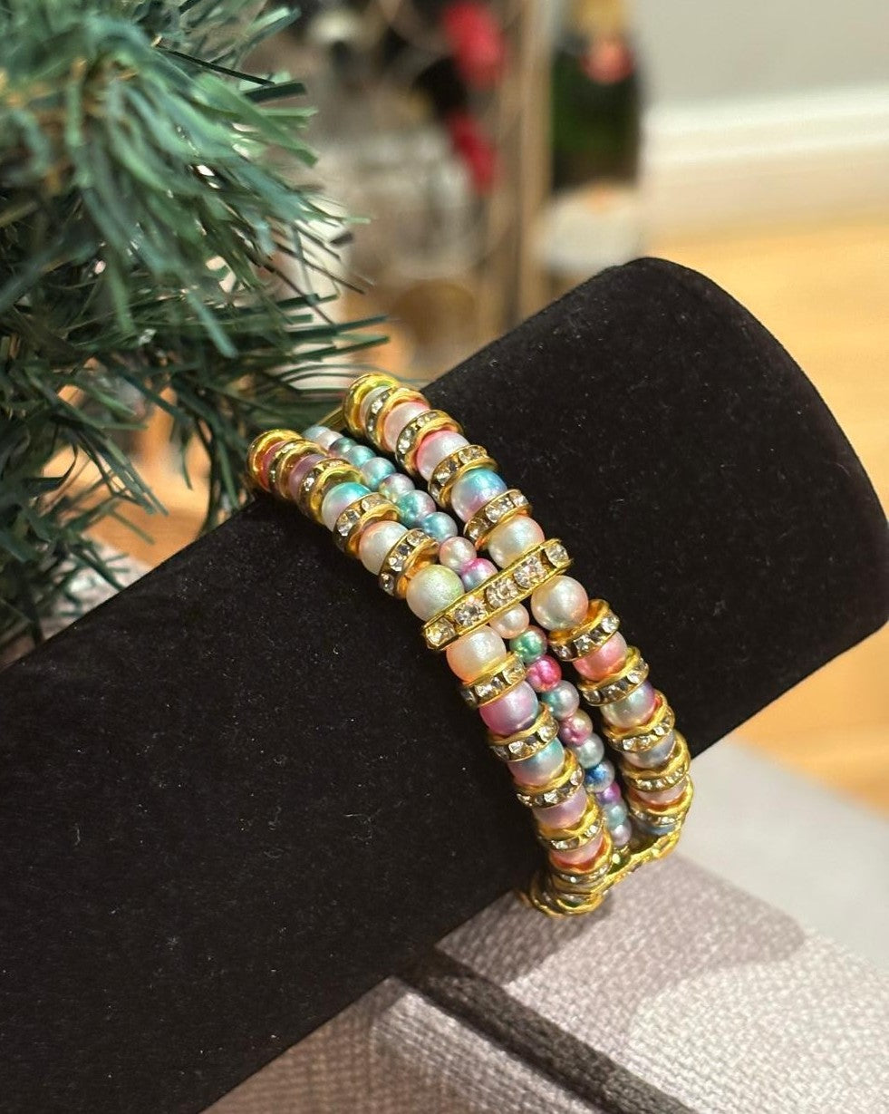 Radiant Pastel Triple-Row Bracelet