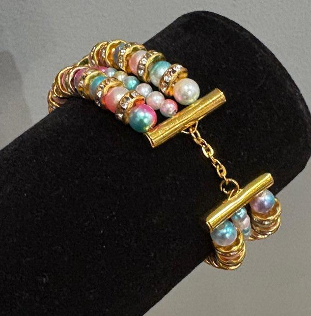 Radiant Pastel Triple-Row Bracelet