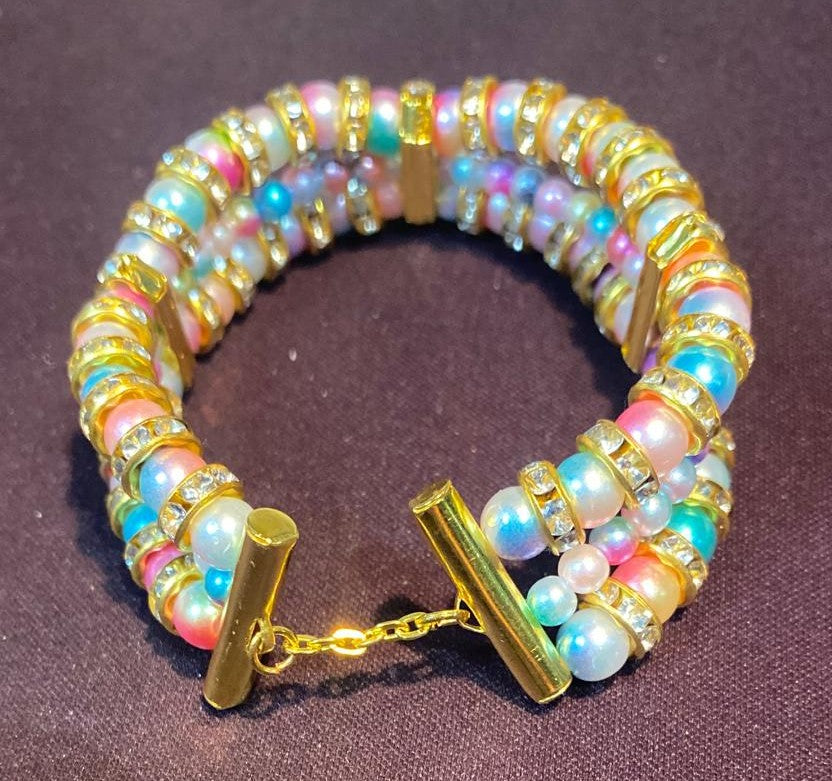 Radiant Pastel Triple-Row Bracelet