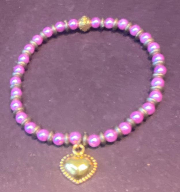 Rosy Heart Charm Bracelet