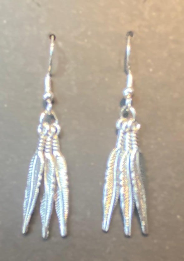 Silver Whisper Feathers Earrings