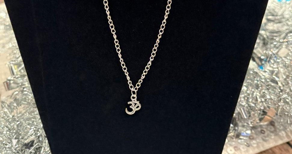 Silver Om Charm Chain Necklace