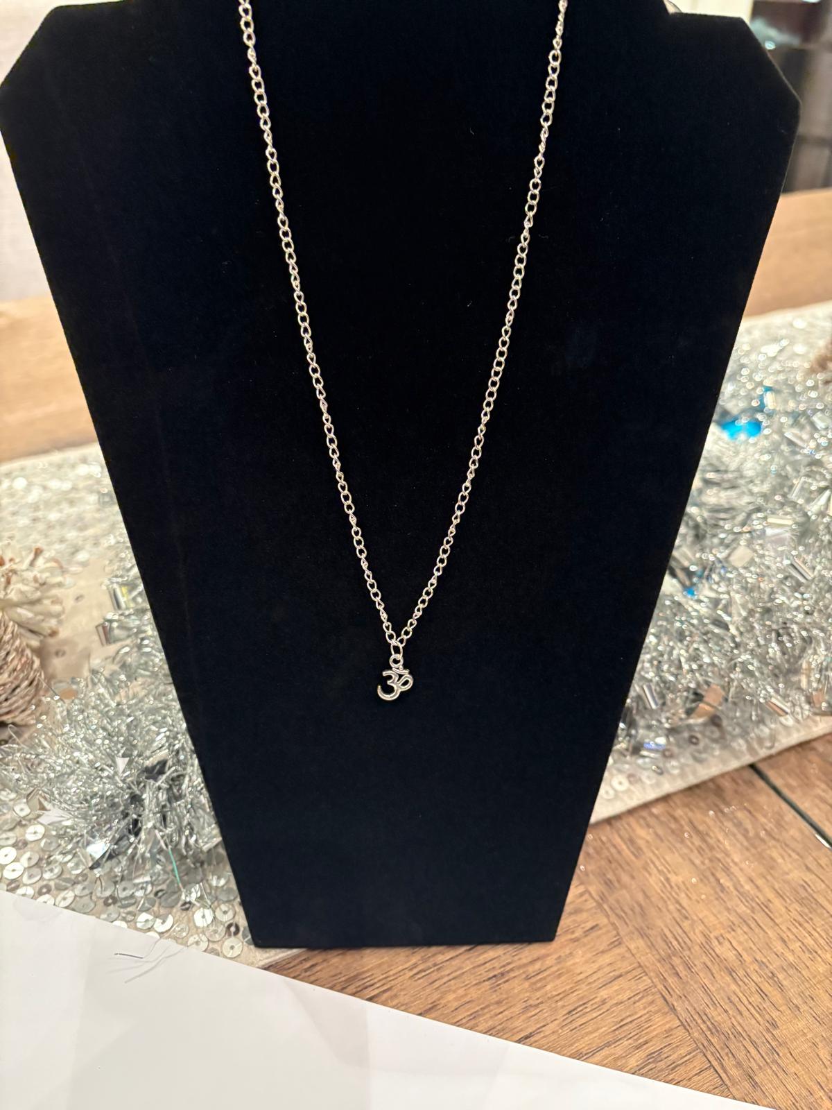 Silver Om Charm Chain Necklace