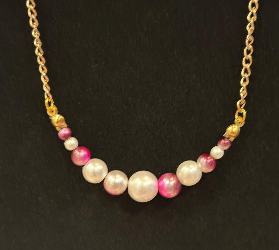 Golden Plum Pearl Chain Necklace