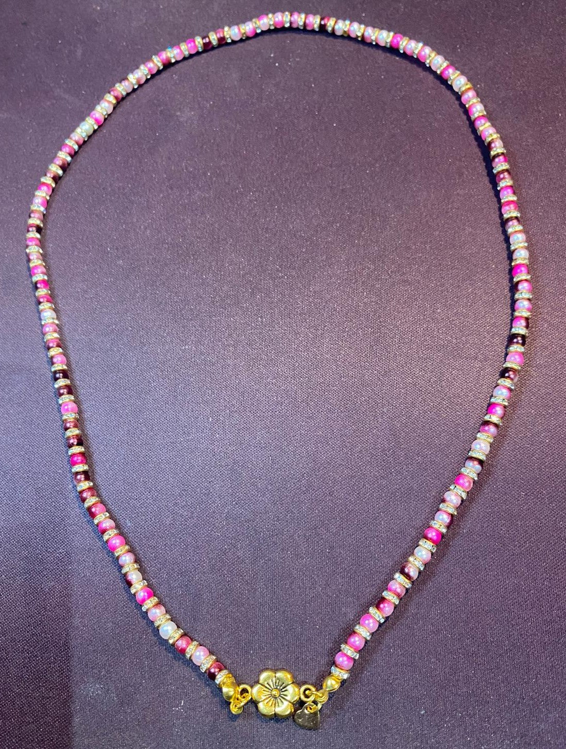 Rosy Bloom Beaded Bracelet